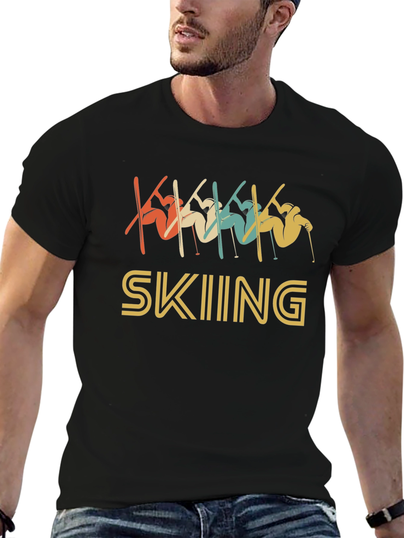 Retro Skiing Graphic T-Shirt