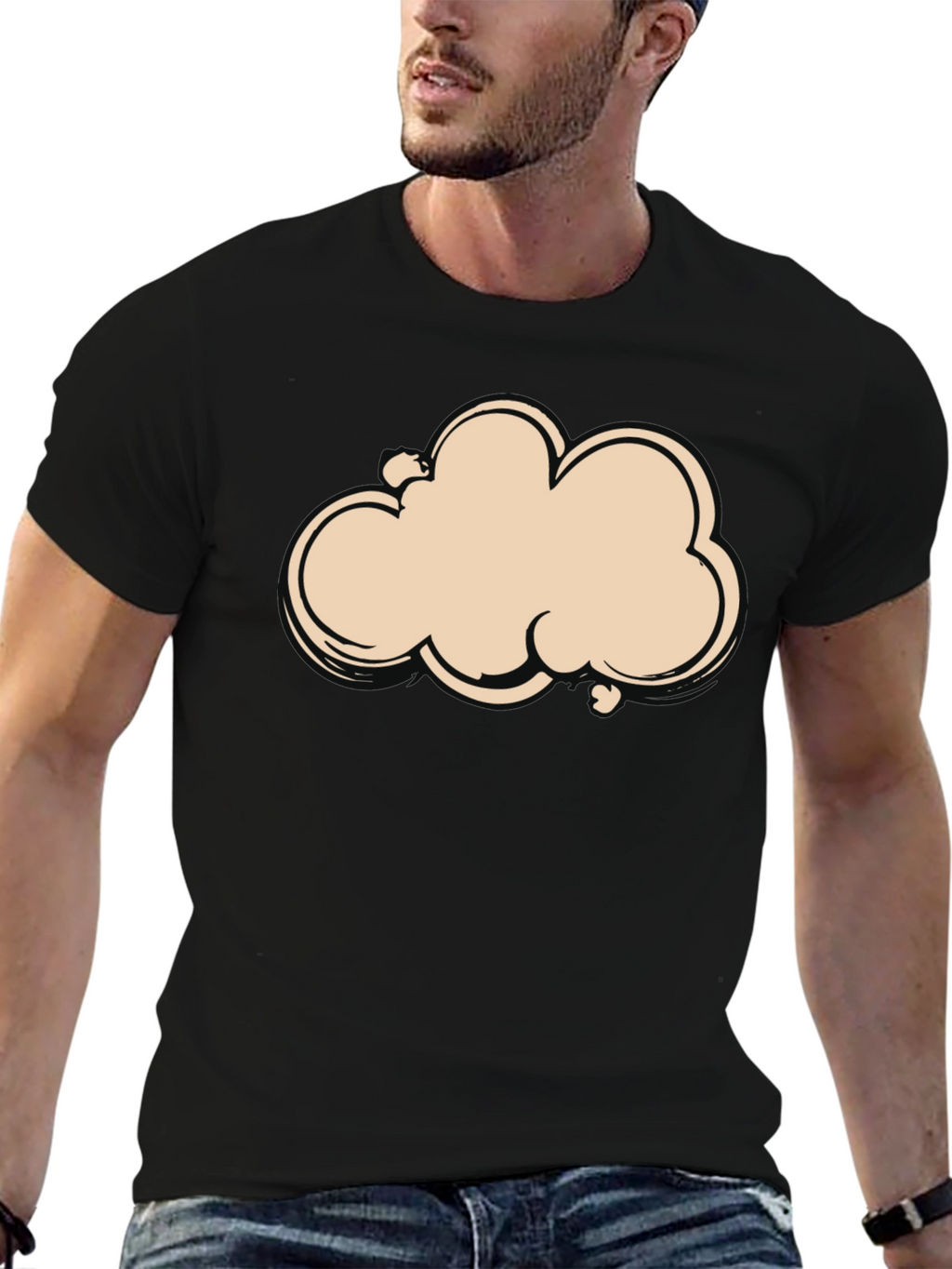 Cloud Graphic Tee - Black Cotton T-Shirt