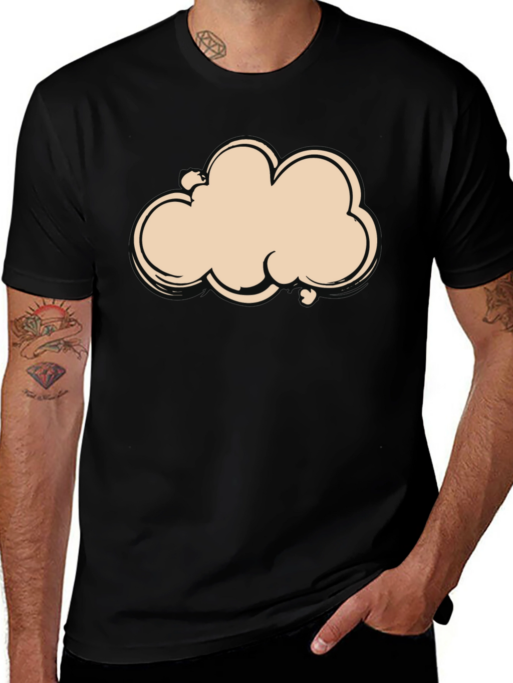 Cloud Graphic Tee - Black Cotton T-Shirt