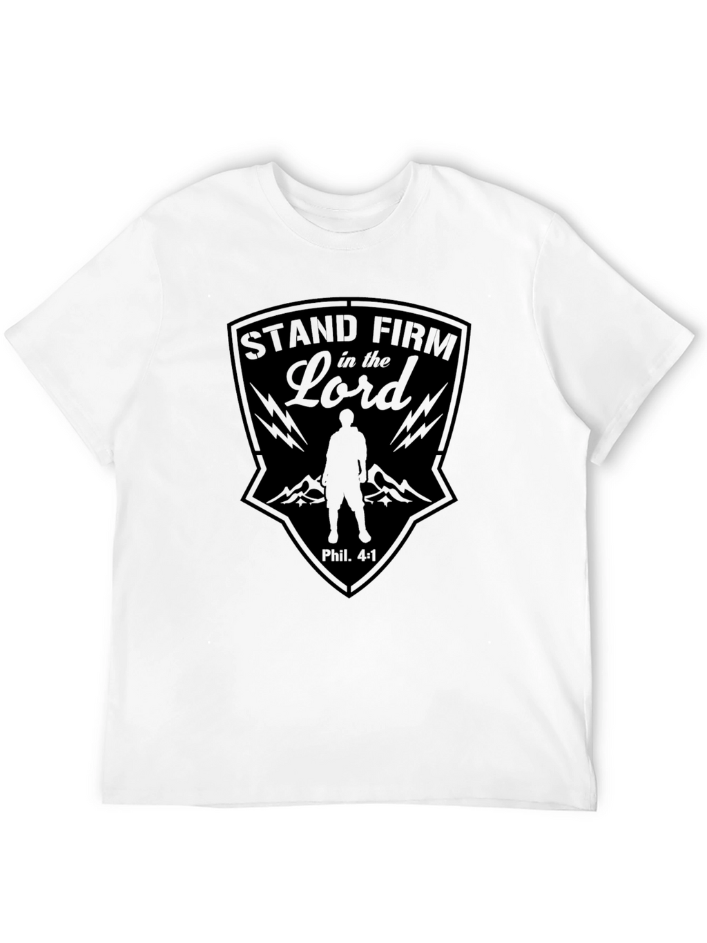 Stand Firm In The Lord Mens Black T-Shirt