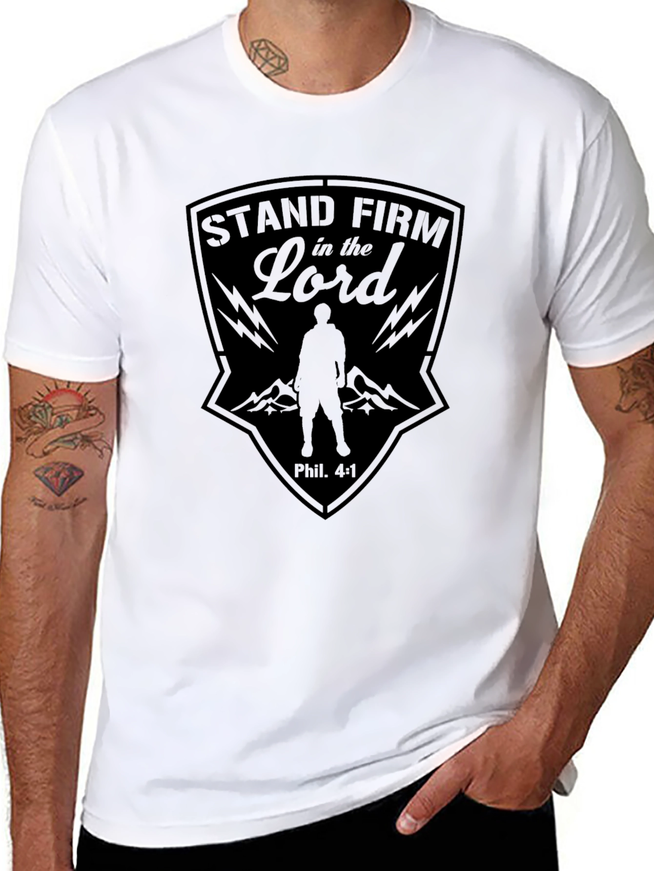 Stand Firm In The Lord Mens Black T-Shirt