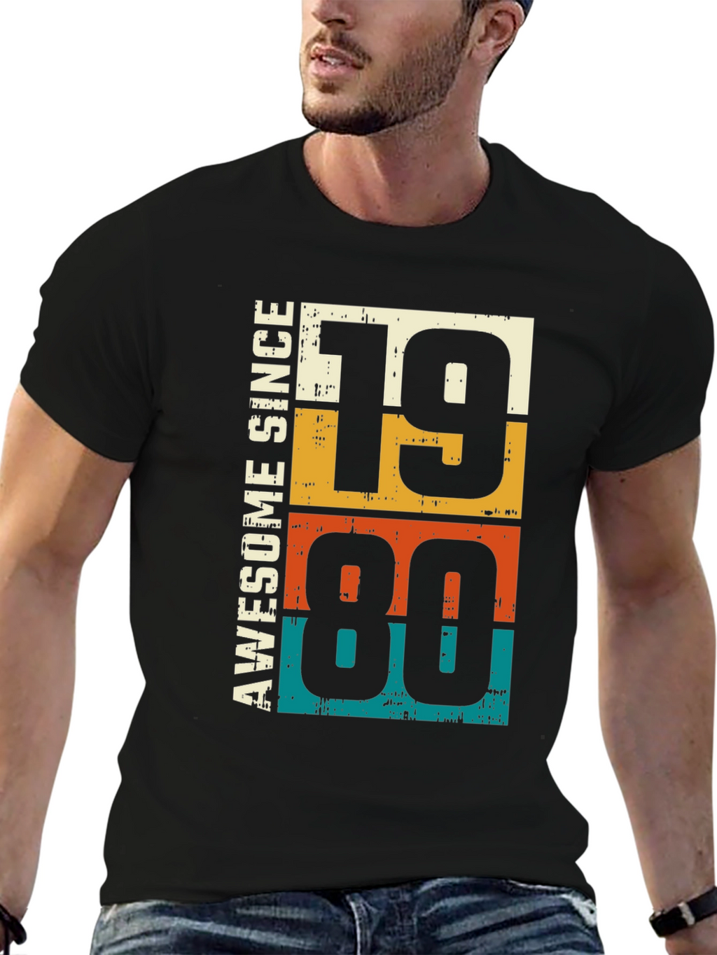 Awesome Since 1980 Graphic Tee - Retro Birthday Gift
