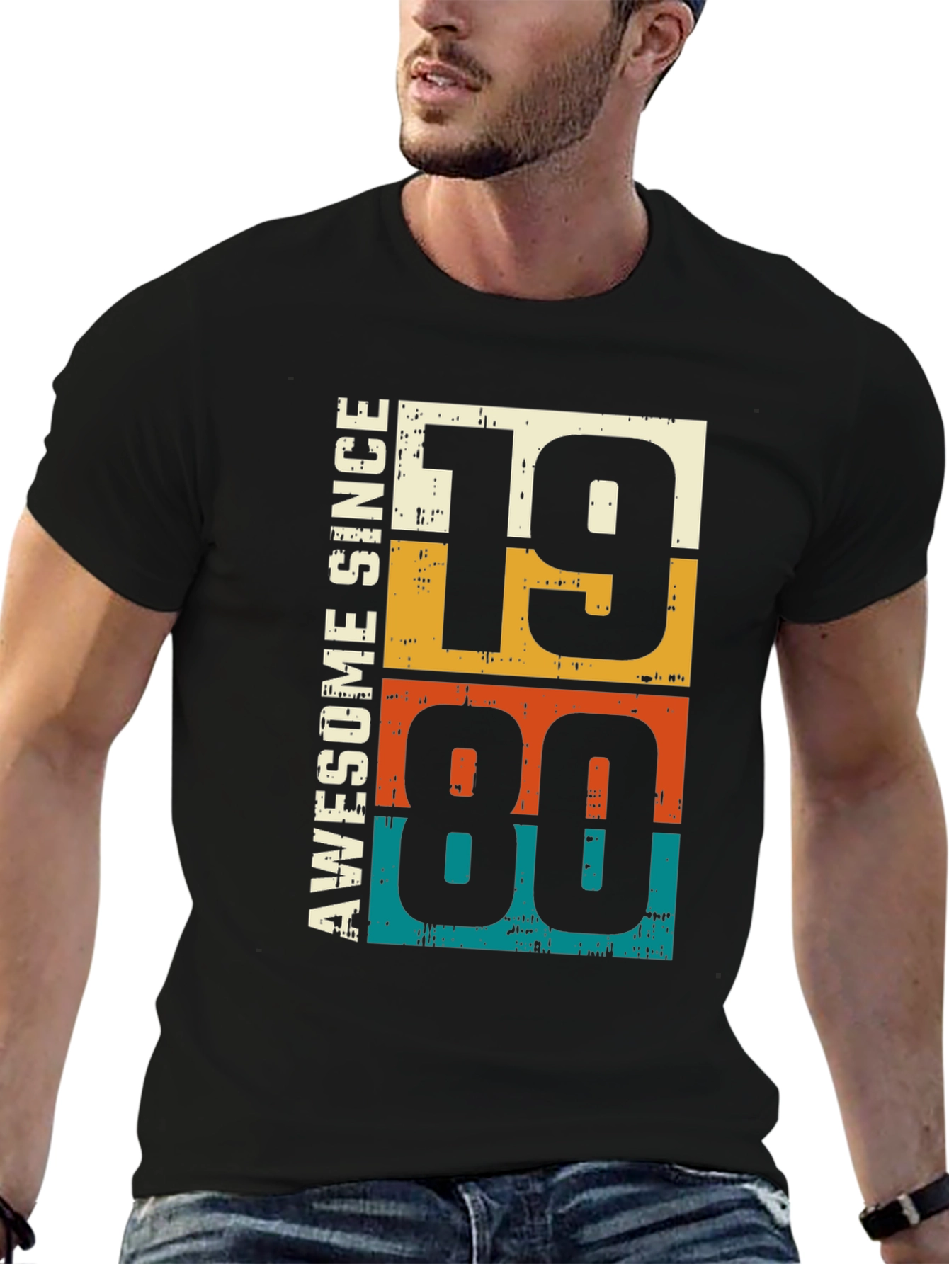 Awesome Since 1980 Graphic Tee - Retro Birthday Gift