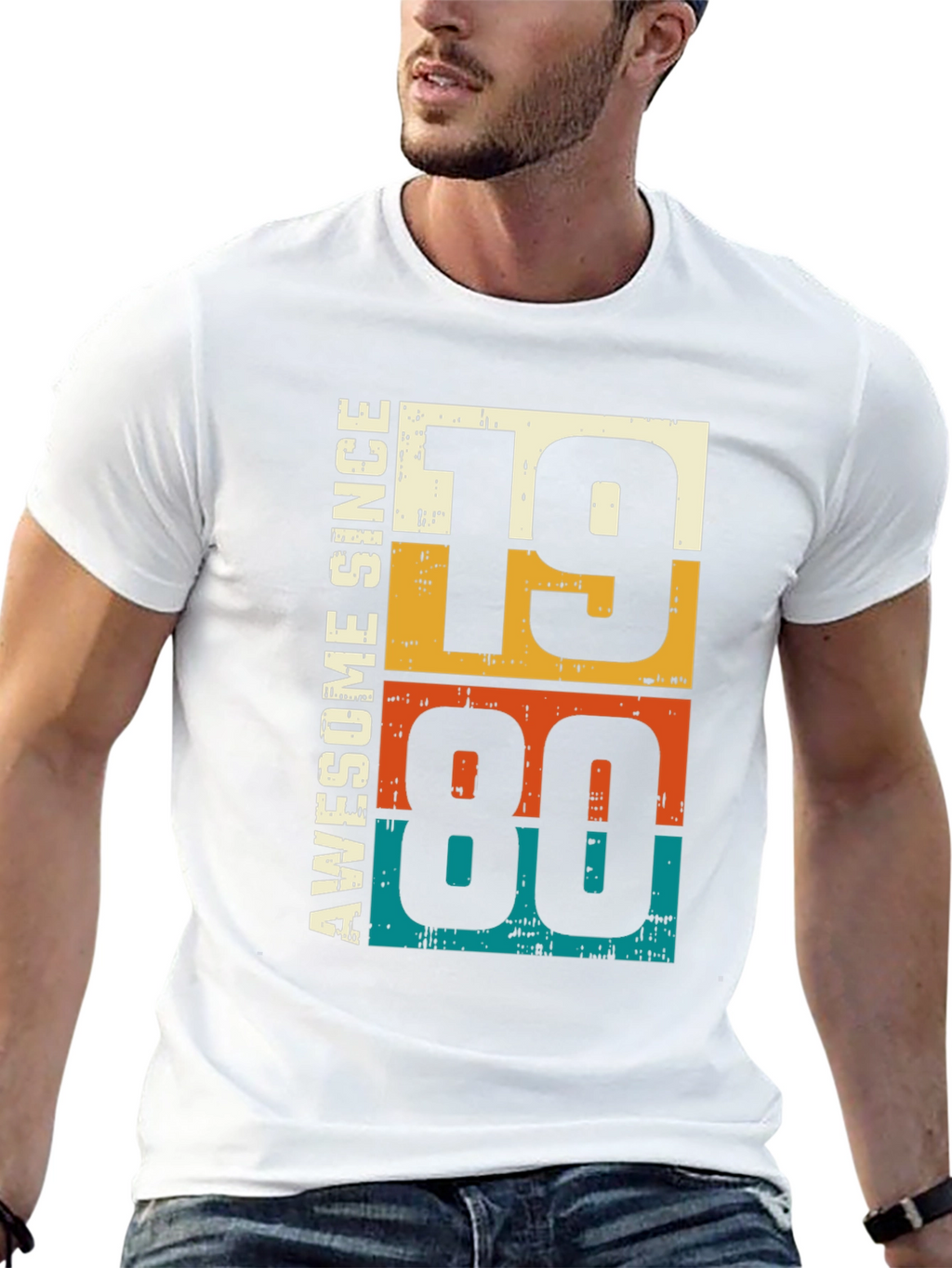Awesome Since 1980 Graphic Tee - Retro Birthday Gift