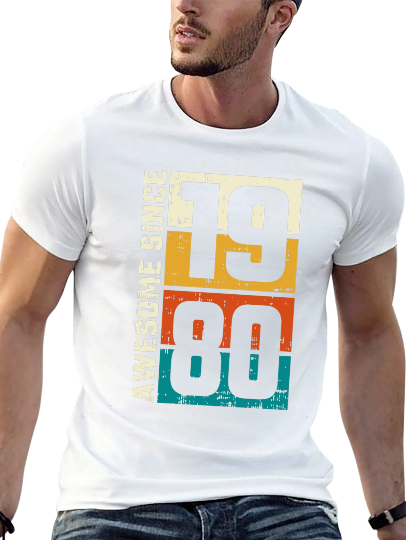 Awesome Since 1980 Graphic Tee - Retro Birthday Gift