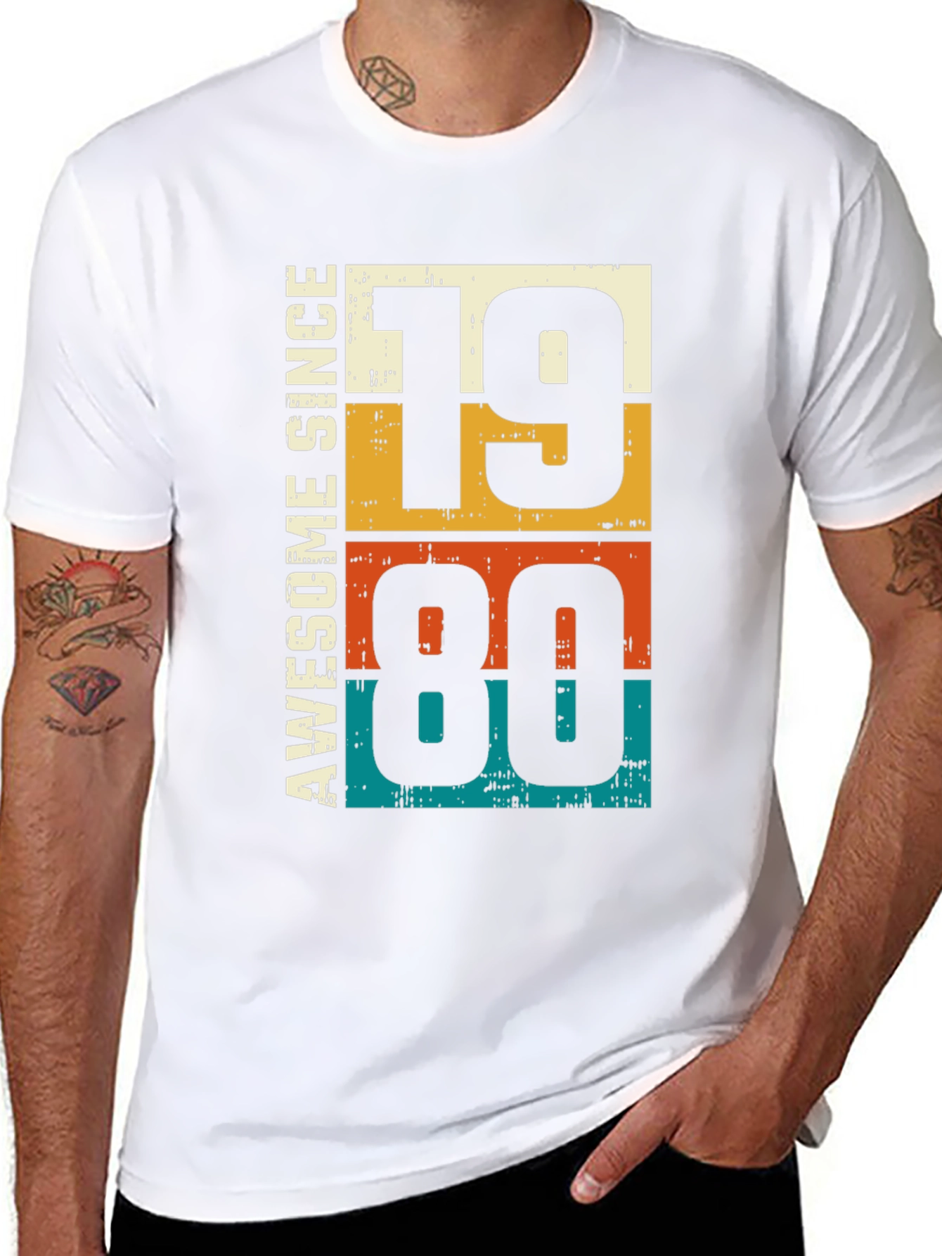 Awesome Since 1980 Graphic Tee - Retro Birthday Gift
