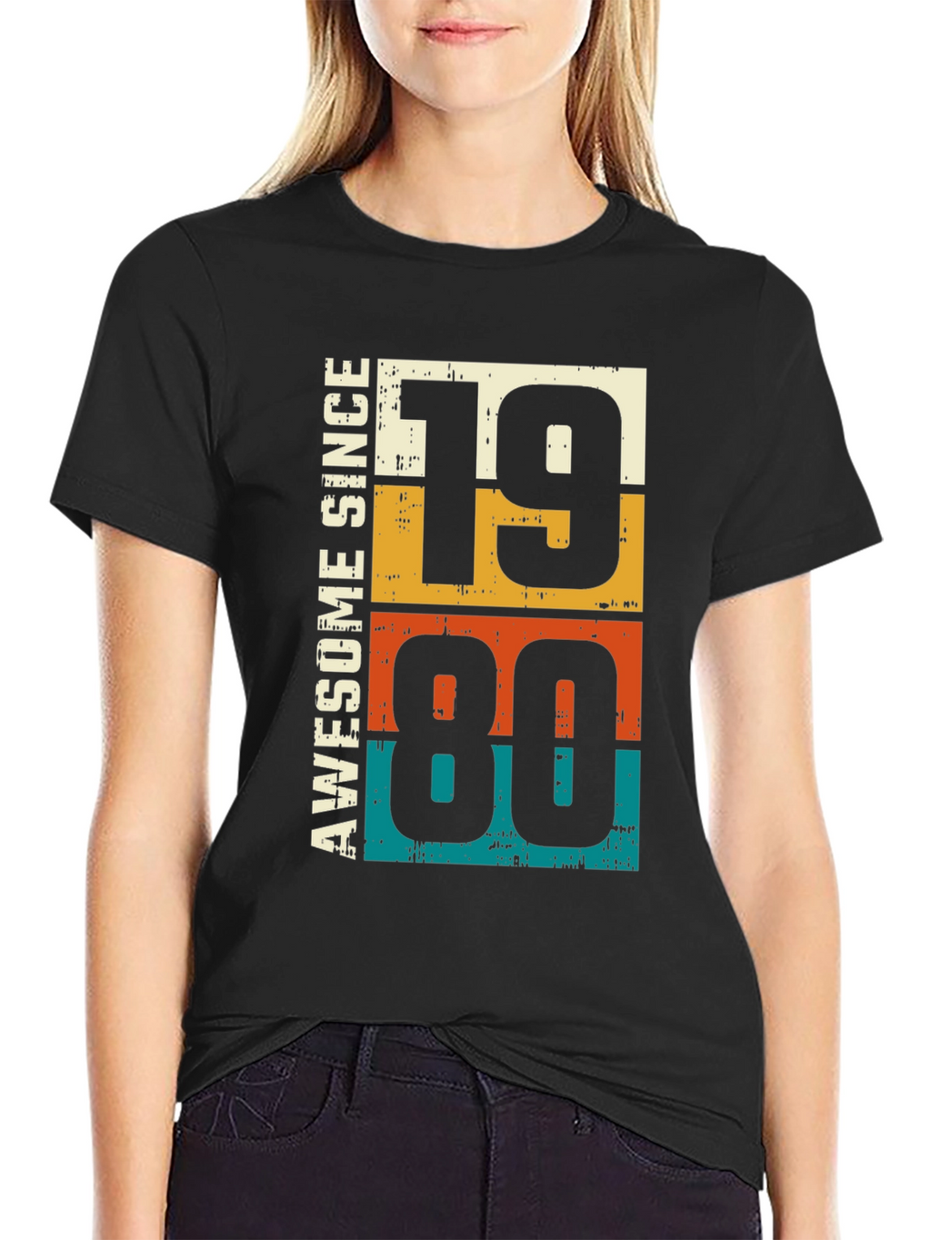 Awesome Since 1980 Graphic Tee - Retro Birthday Gift