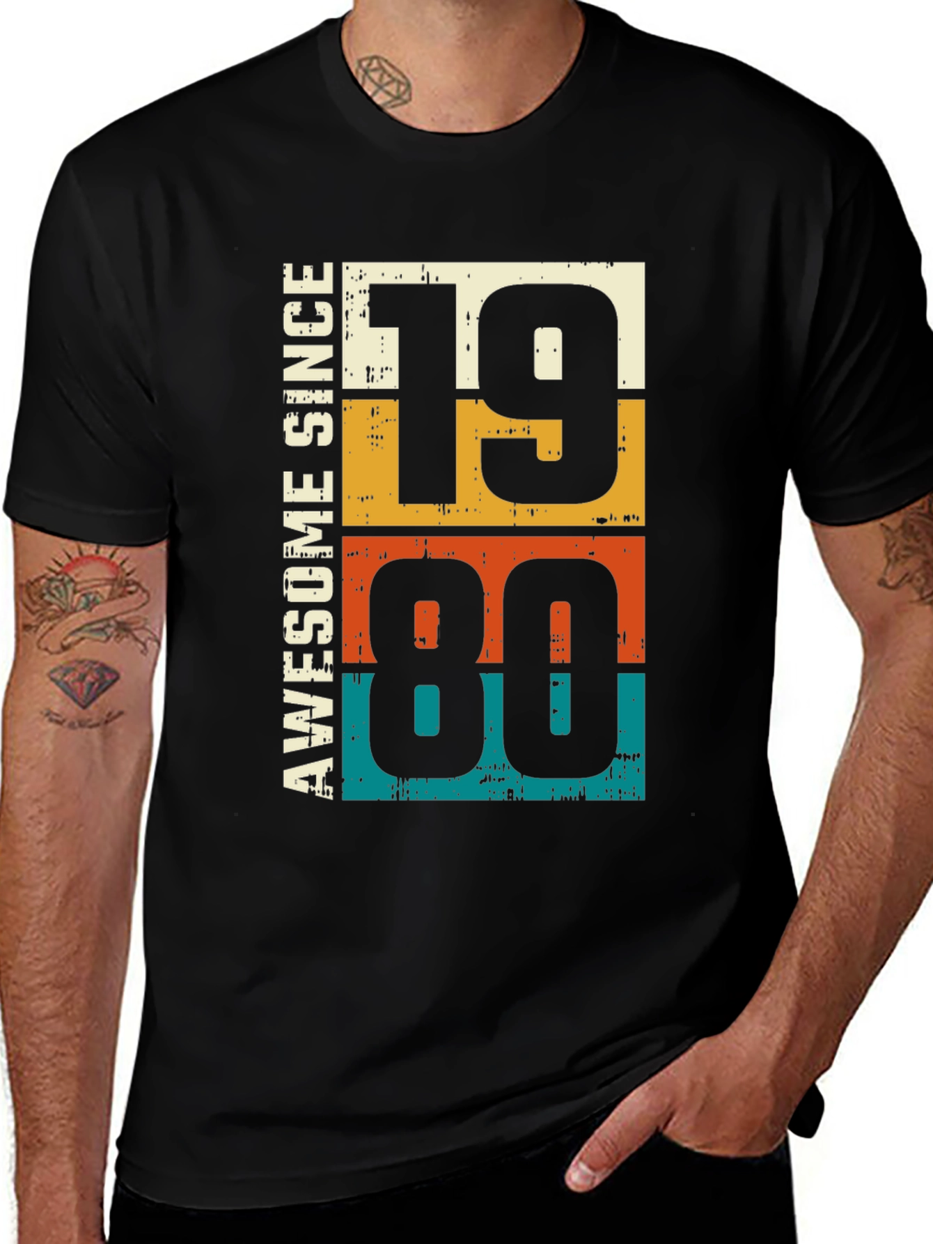Awesome Since 1980 Graphic Tee - Retro Birthday Gift