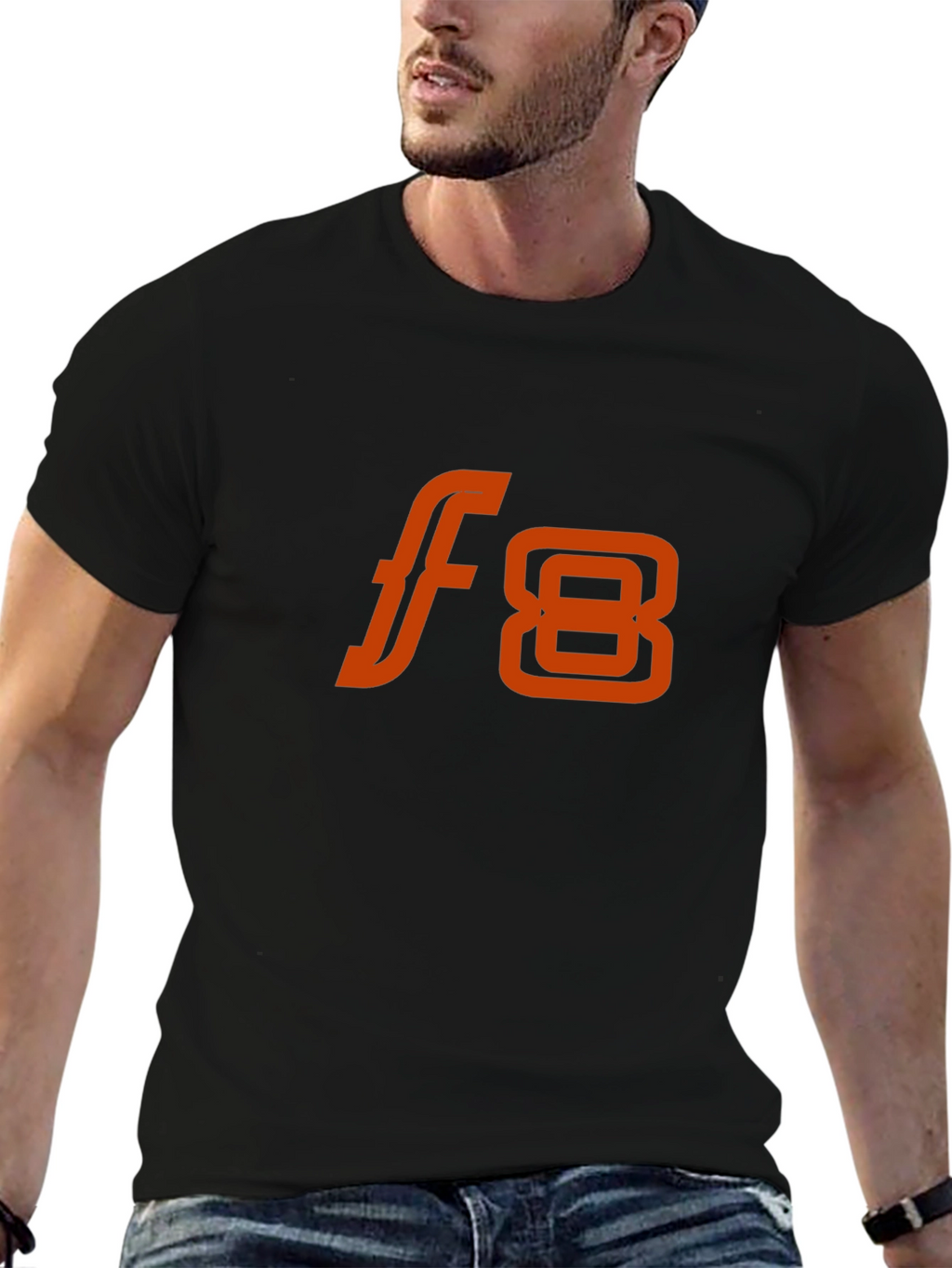 F8 Graphic Tee - Stylish Black Cotton Blend T-Shirt