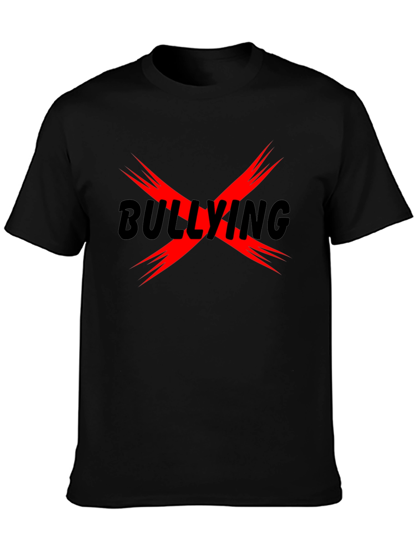 Anti-Bullying T-Shirt - Black Tee with Bold Red X Design