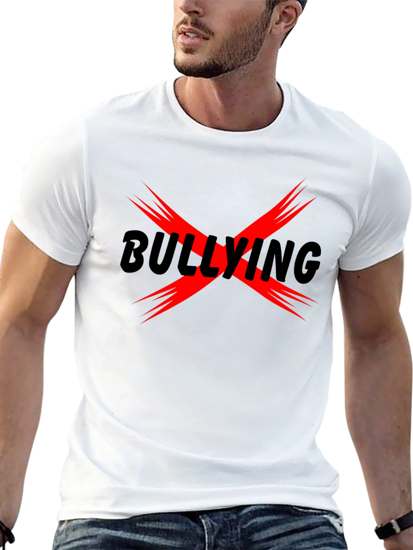 Anti-Bullying T-Shirt - Black Tee with Bold Red X Design
