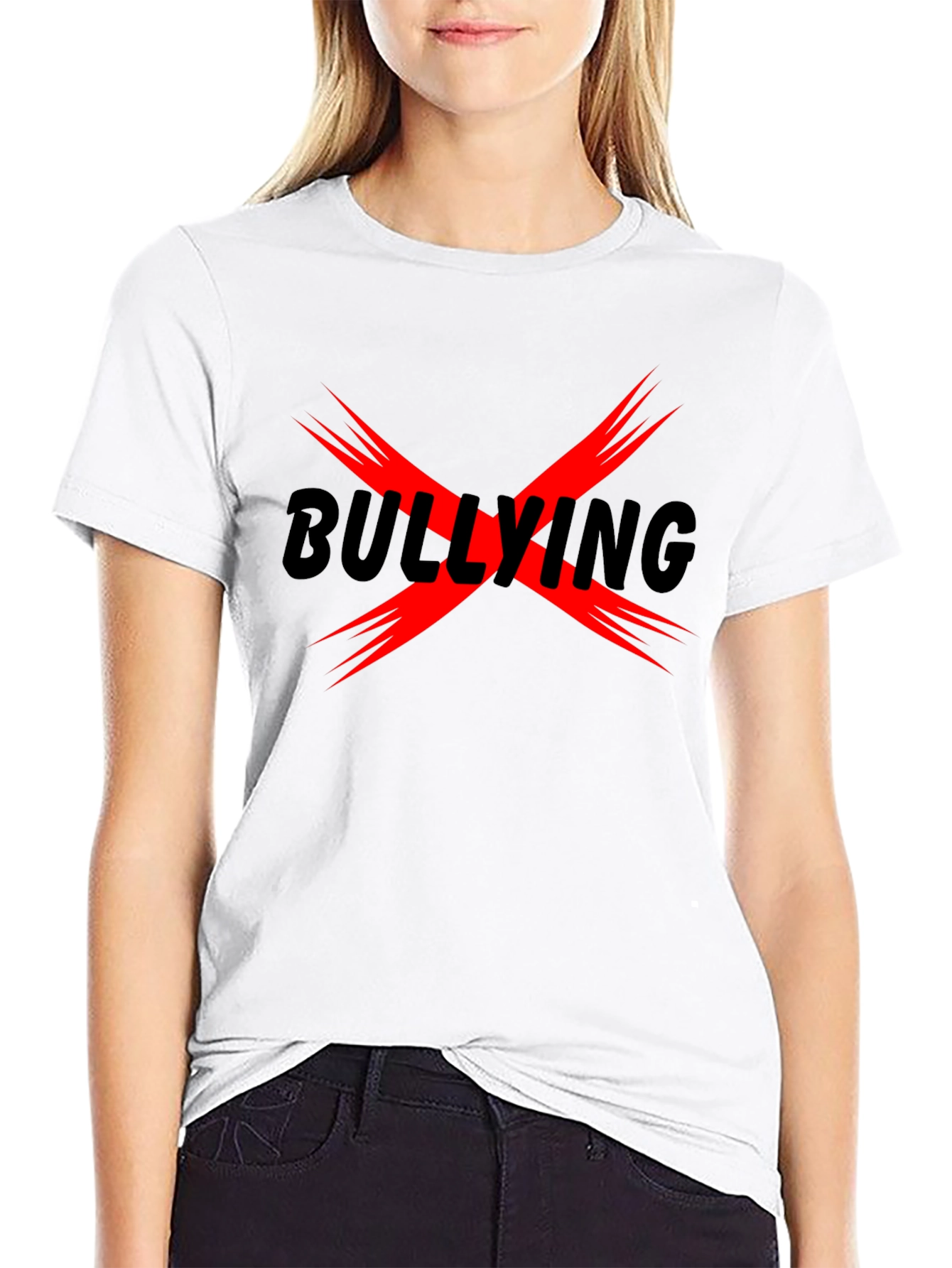 Anti-Bullying T-Shirt - Black Tee with Bold Red X Design