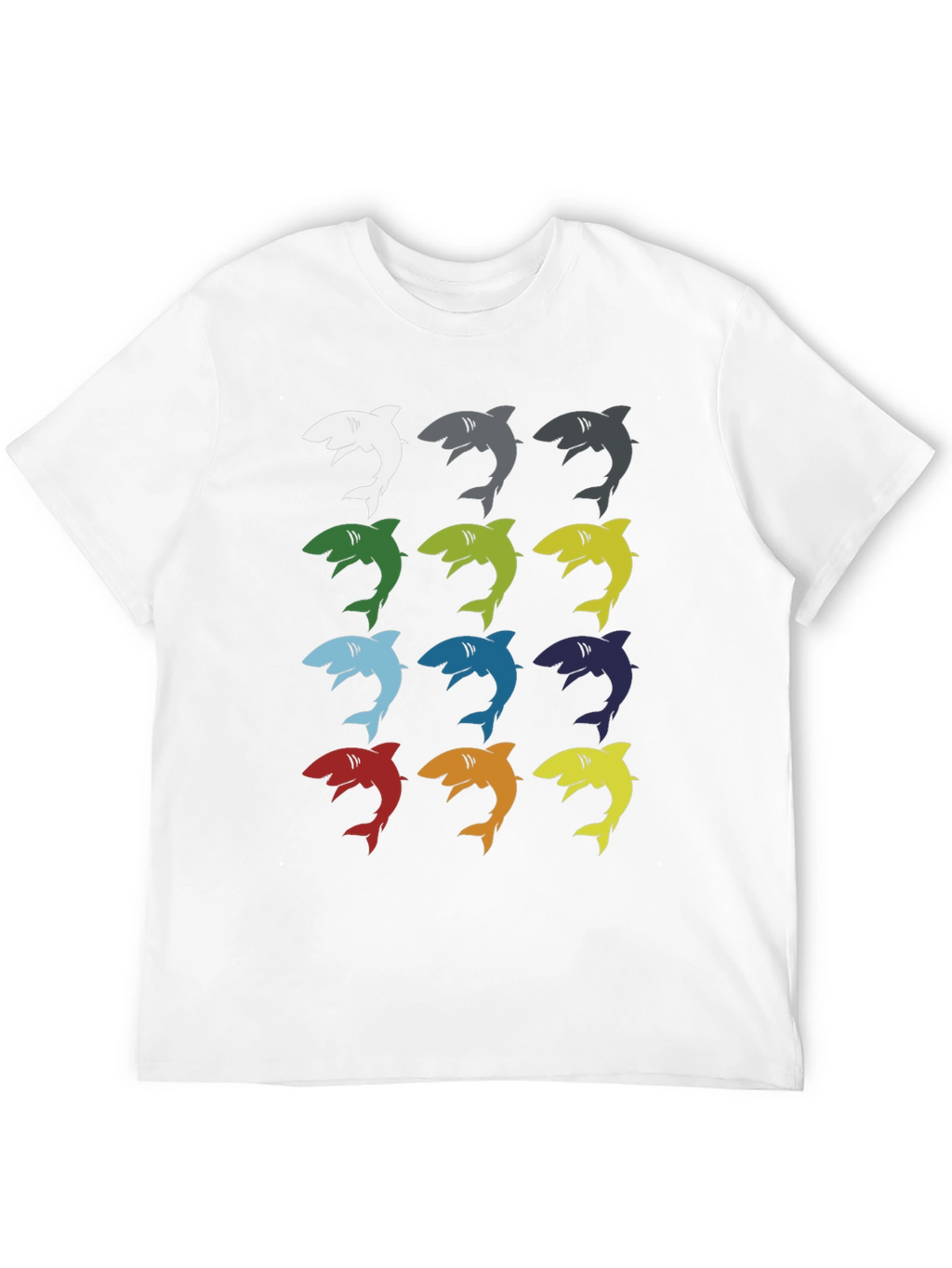 Shark Pop Art Graphic Print Tee - Black