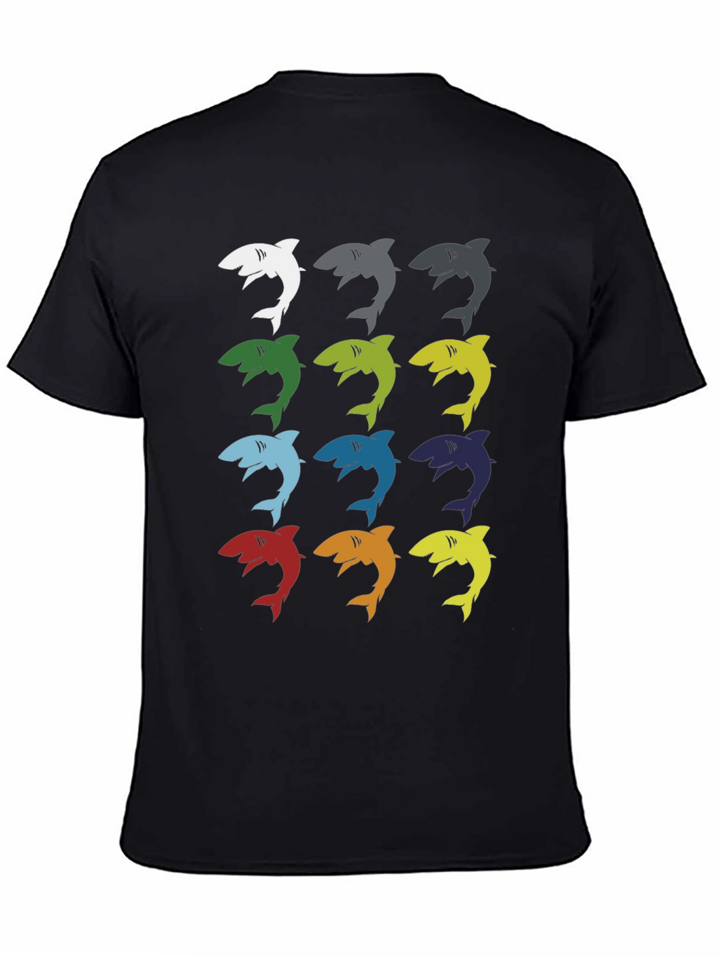 Shark Pop Art Graphic Print Tee - Black