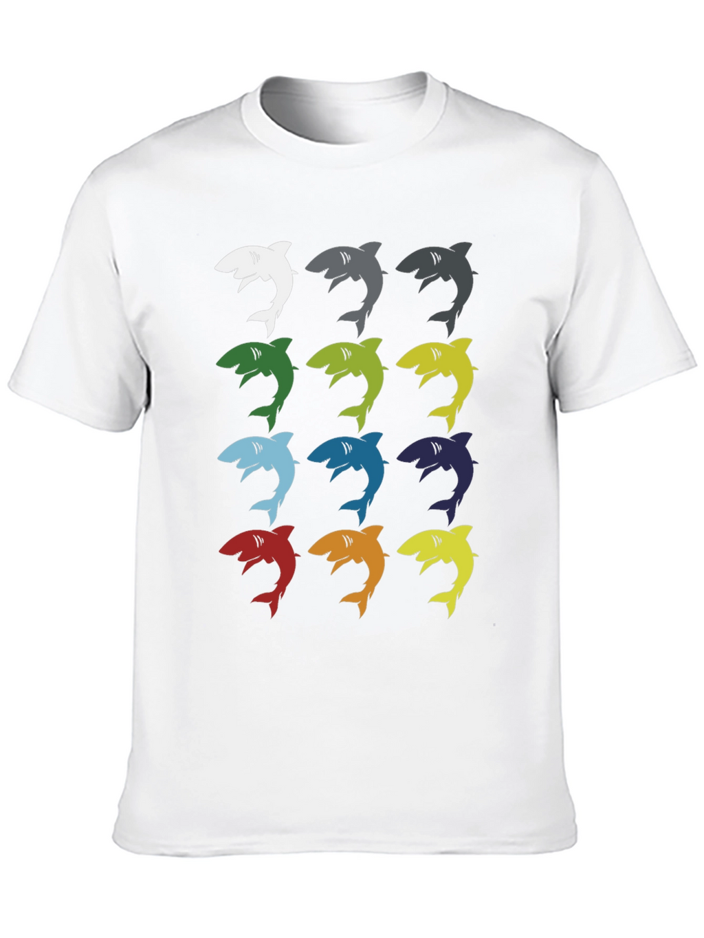 Shark Pop Art Graphic Print Tee - Black