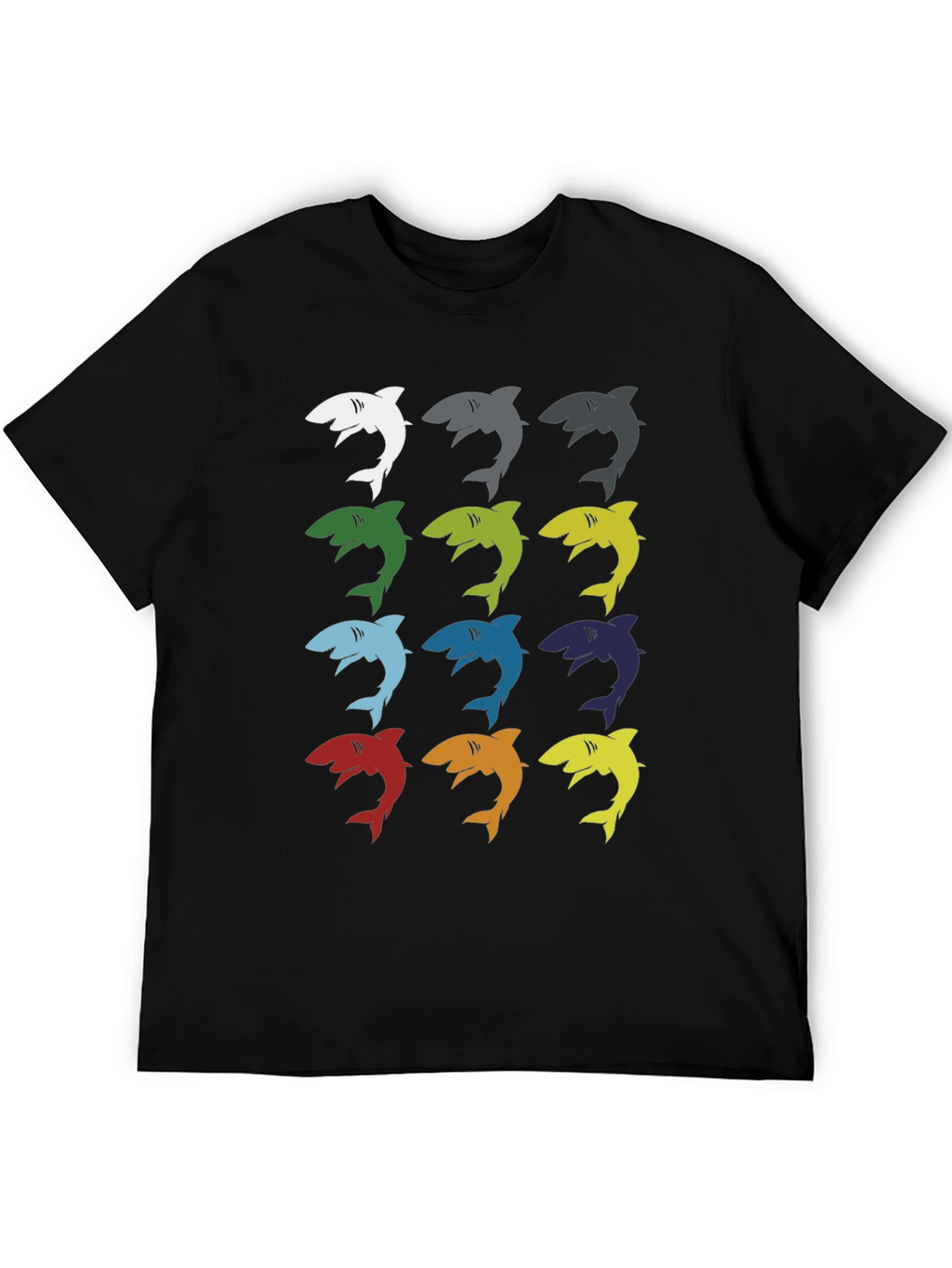 Shark Pop Art Graphic Print Tee - Black