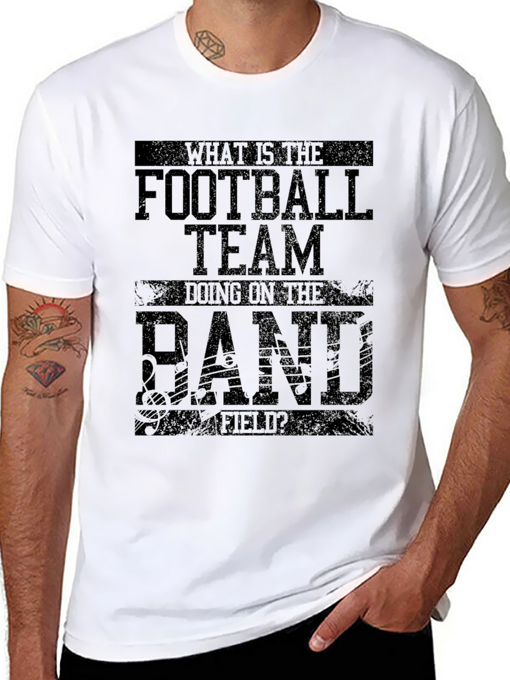 Funny Football Team Band Field Black T-Shirt