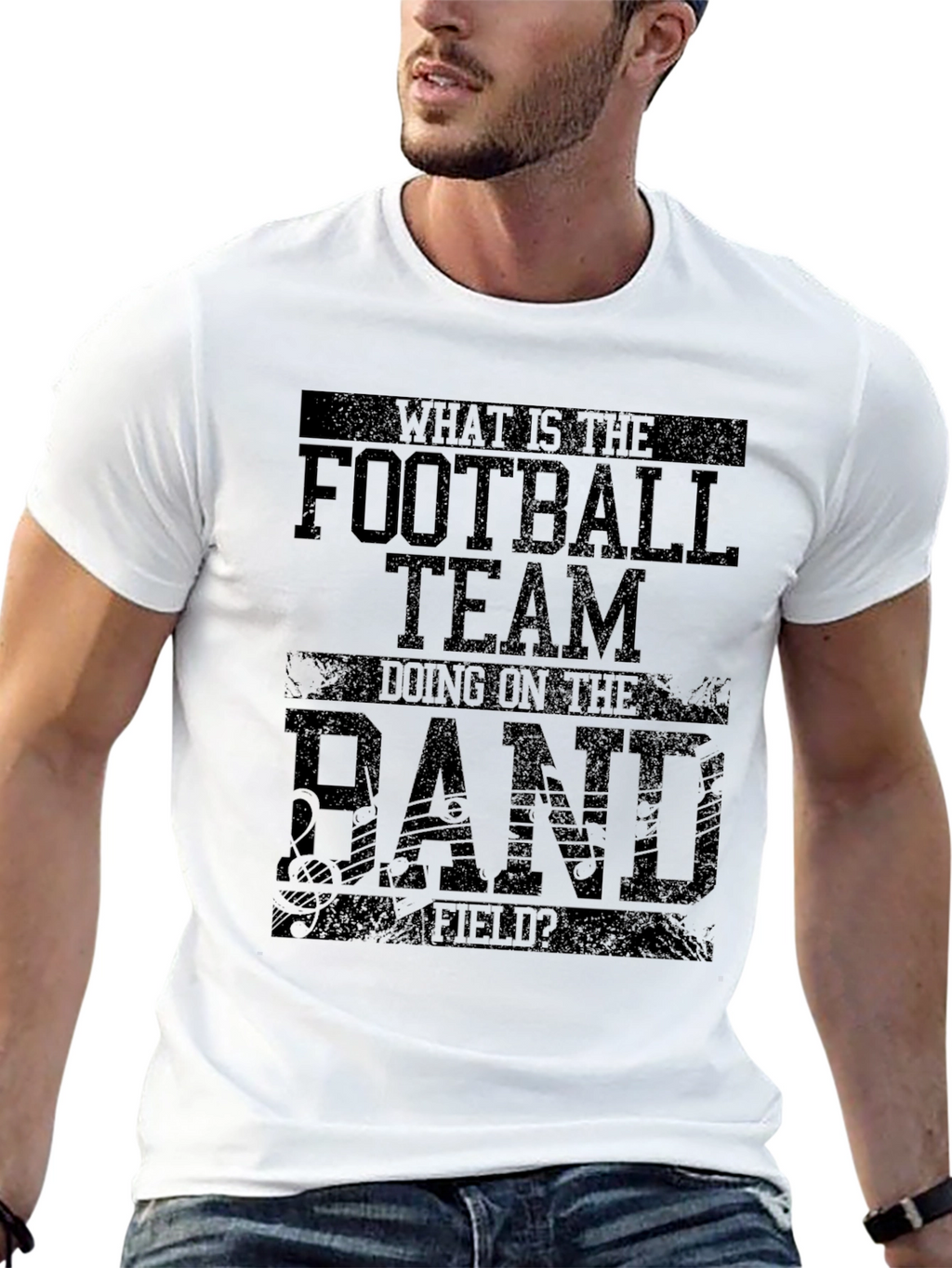 Funny Football Team Band Field Black T-Shirt