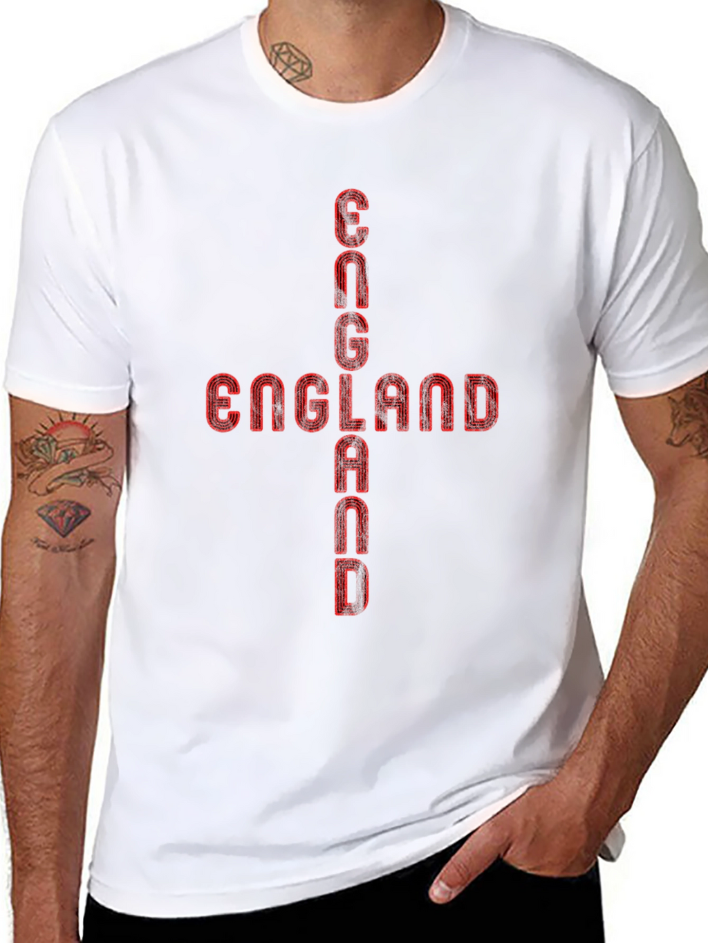 England Graphic Tee - Red Print Black T-Shirt