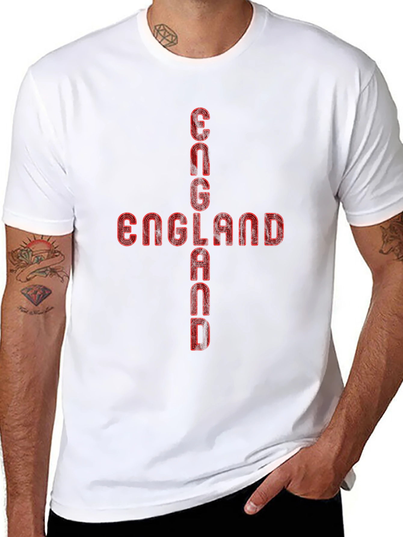 England Graphic Tee - Red Print Black T-Shirt