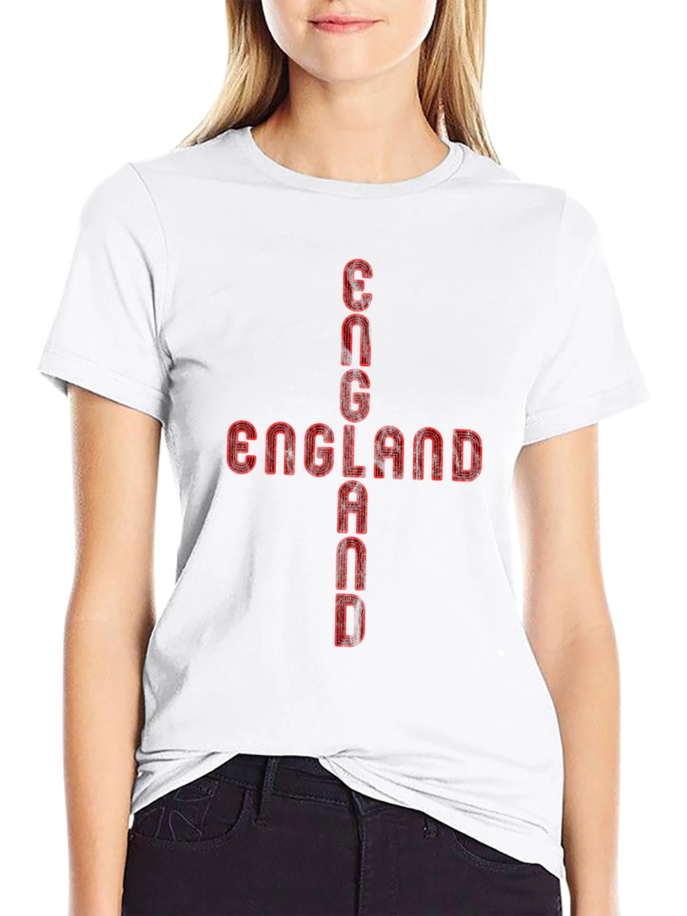 England Graphic Tee - Red Print Black T-Shirt