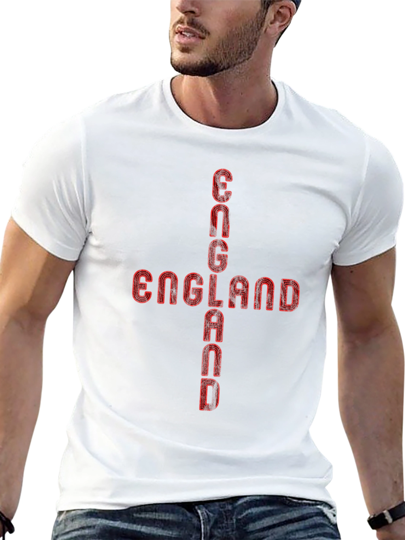 England Graphic Tee - Red Print Black T-Shirt