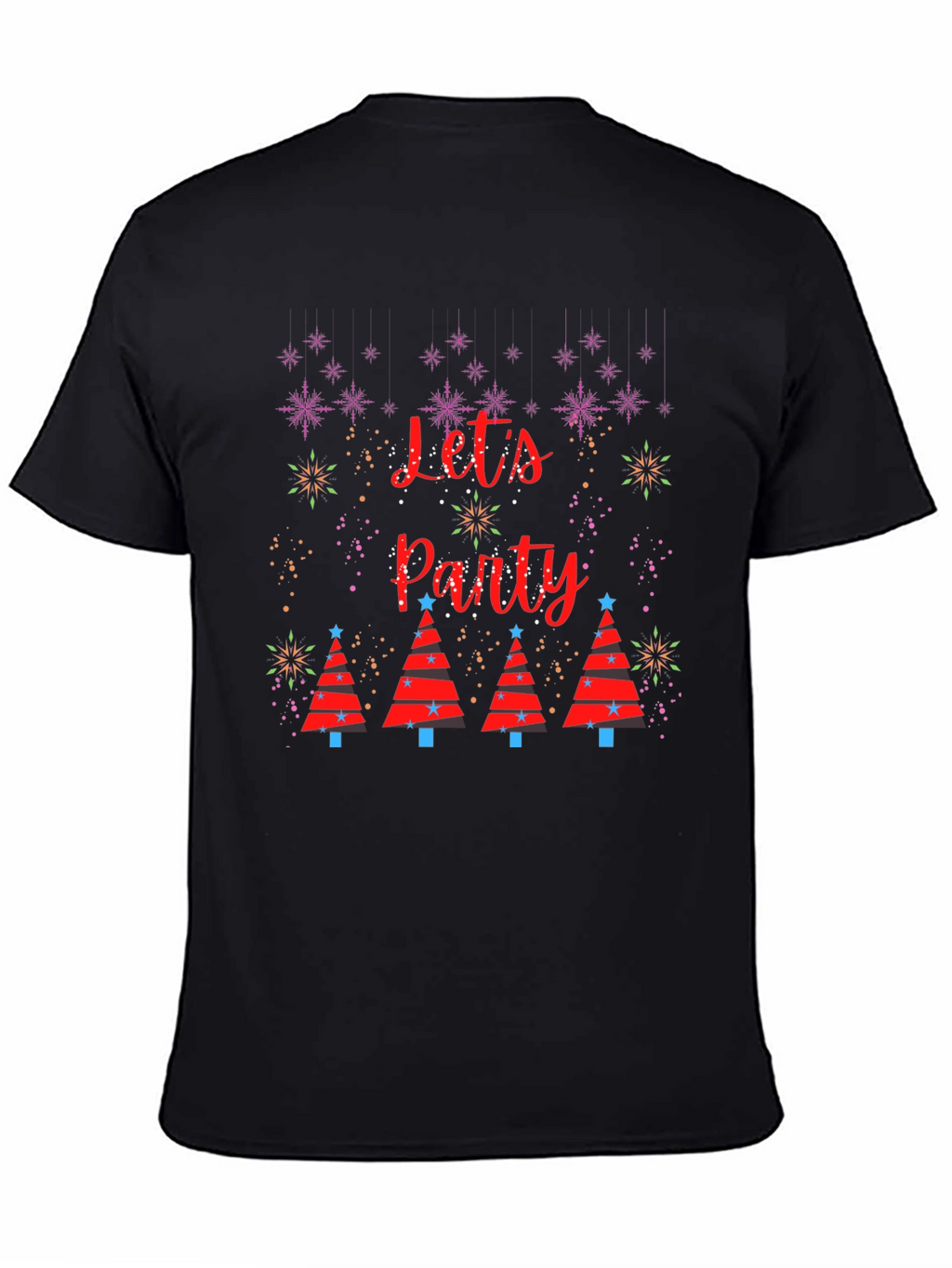 Festive Lets Party Christmas Tree Graphic T-Shirt