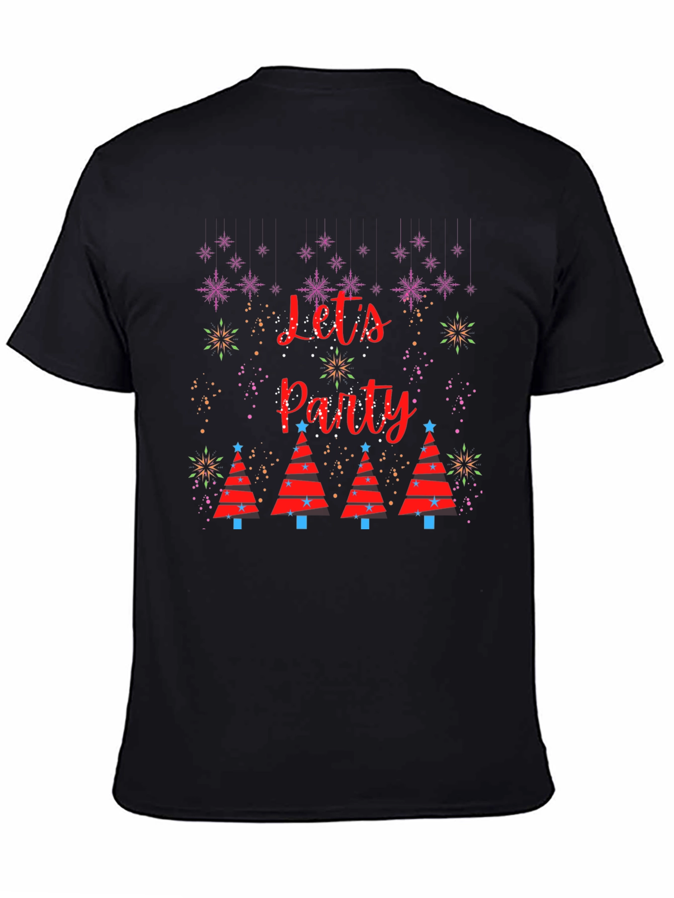 Festive Lets Party Christmas Tree Graphic T-Shirt