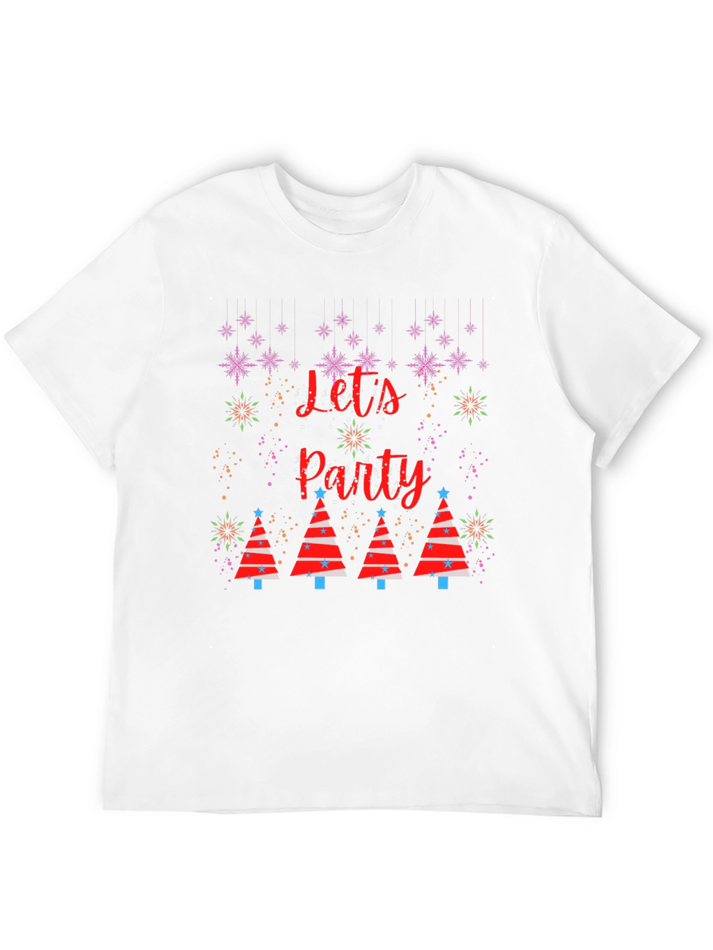 Festive Lets Party Christmas Tree Graphic T-Shirt