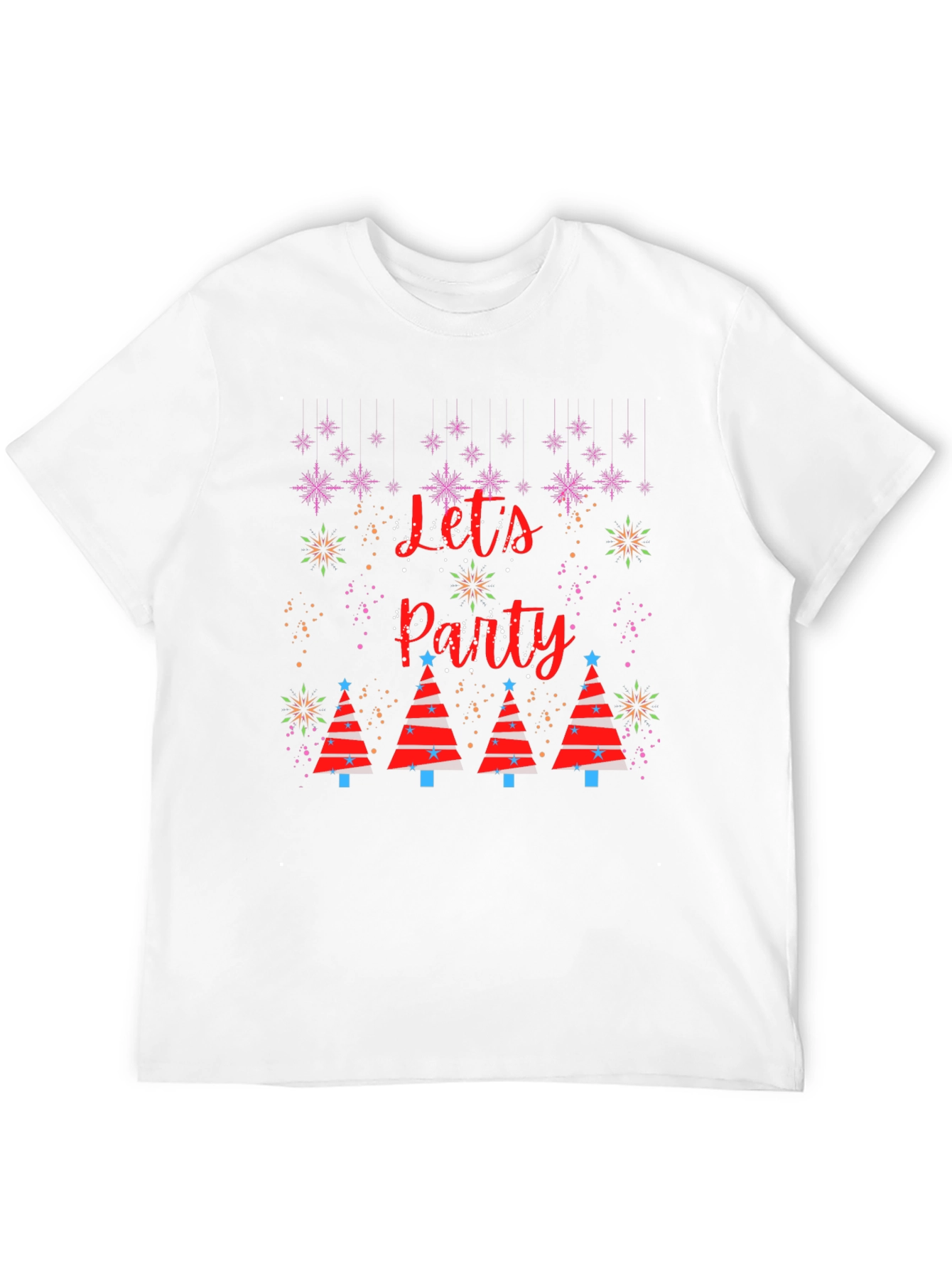 Festive Lets Party Christmas Tree Graphic T-Shirt