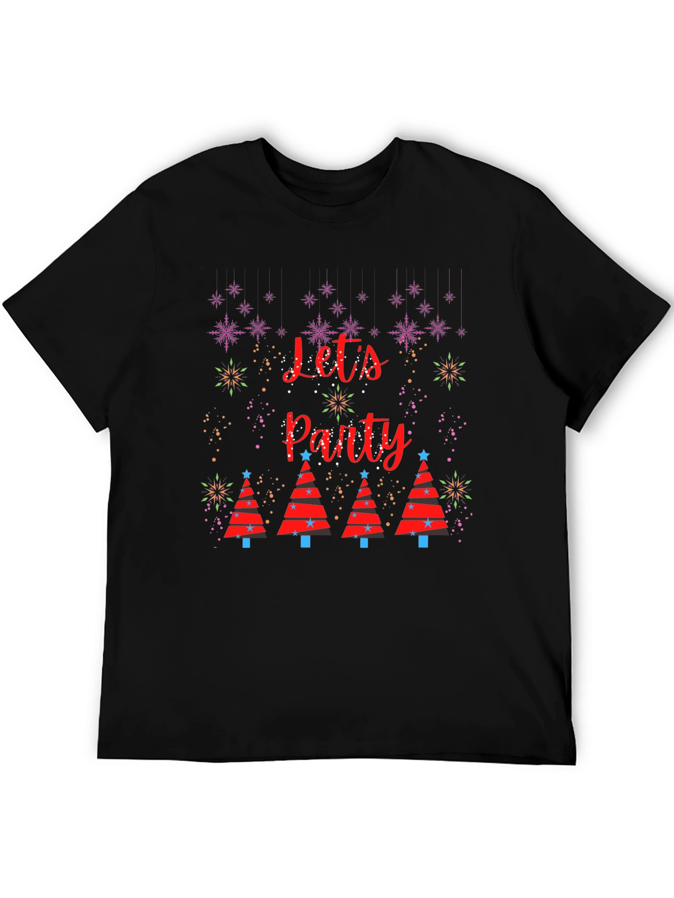 Festive Lets Party Christmas Tree Graphic T-Shirt