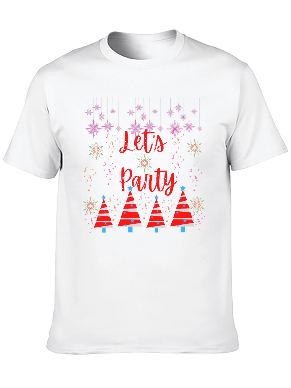 Festive Lets Party Christmas Tree Graphic T-Shirt