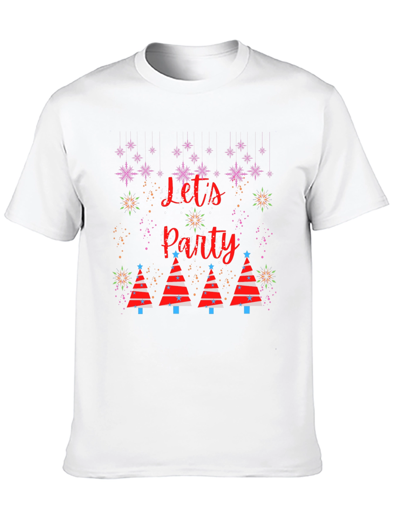 Festive Lets Party Christmas Tree Graphic T-Shirt