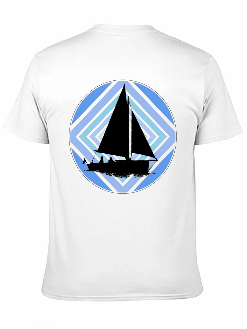 Sailing Boat Graphic Tee - Black Crew Neck T-Shirt