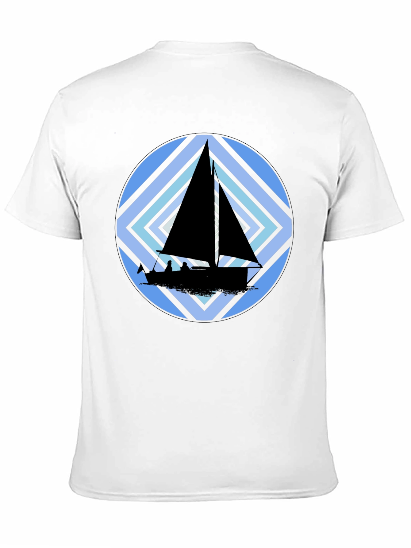 Sailing Boat Graphic Tee - Black Crew Neck T-Shirt