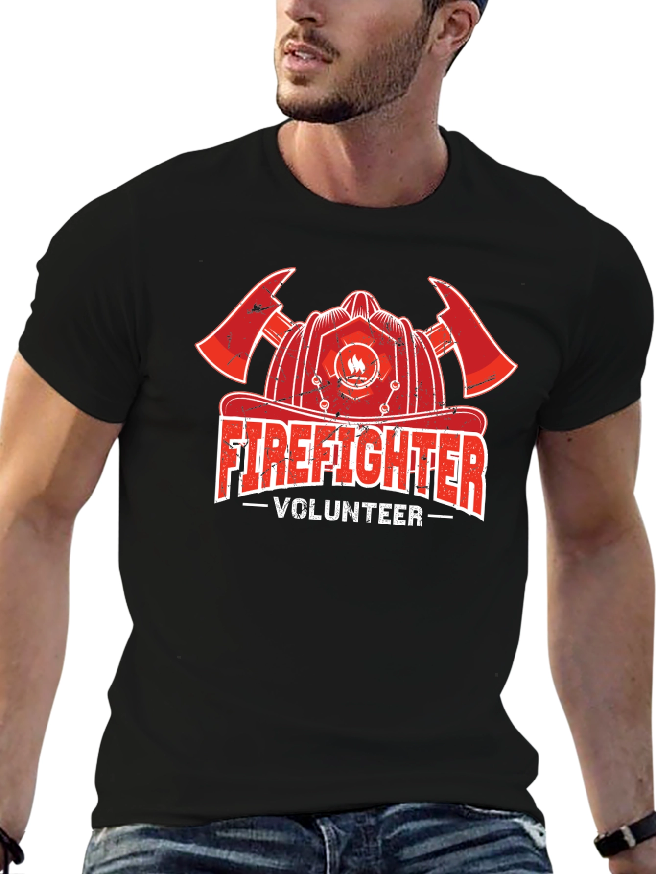 Firefighter Volunteer T-Shirt - Black