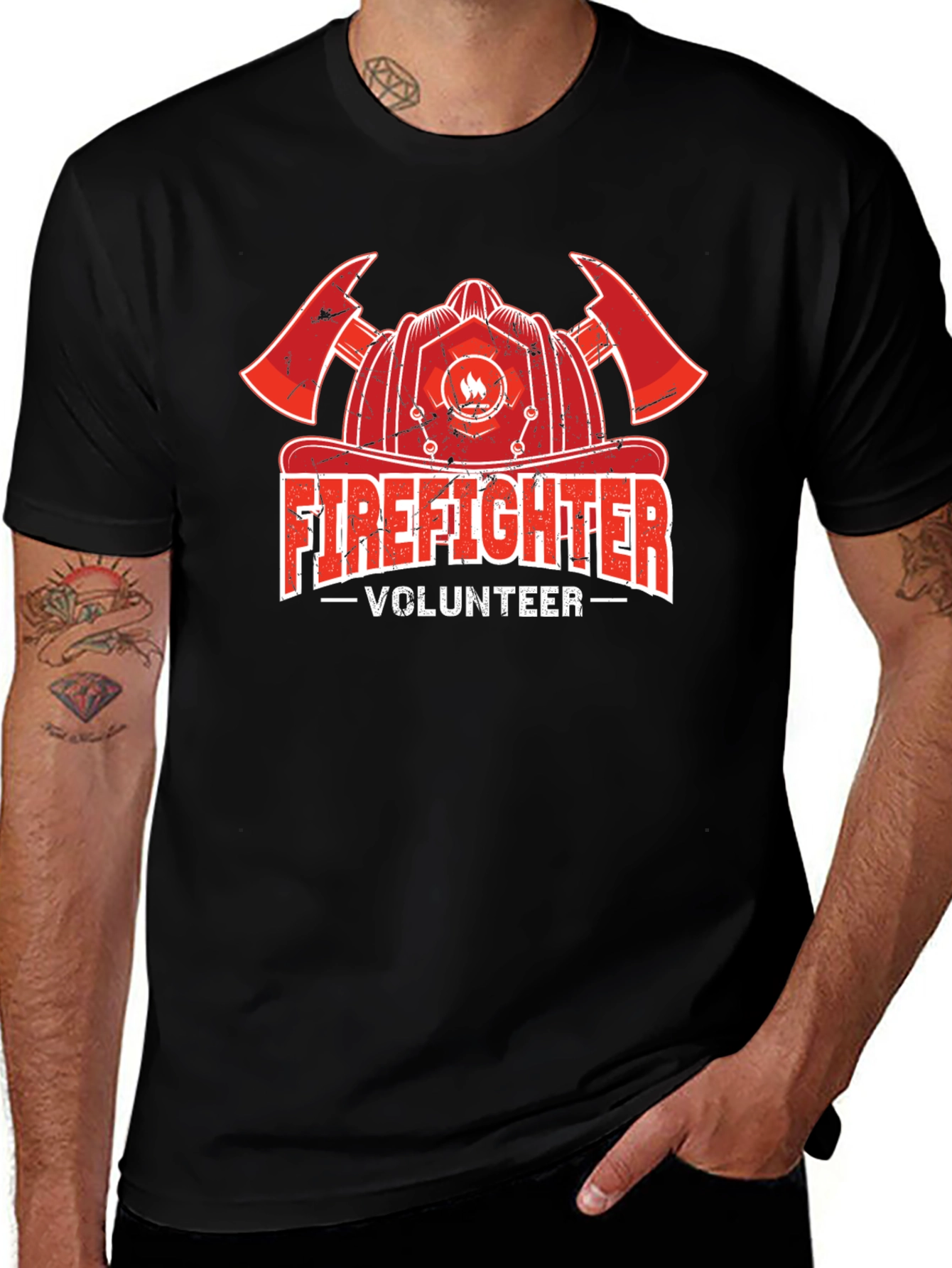 Firefighter Volunteer T-Shirt - Black