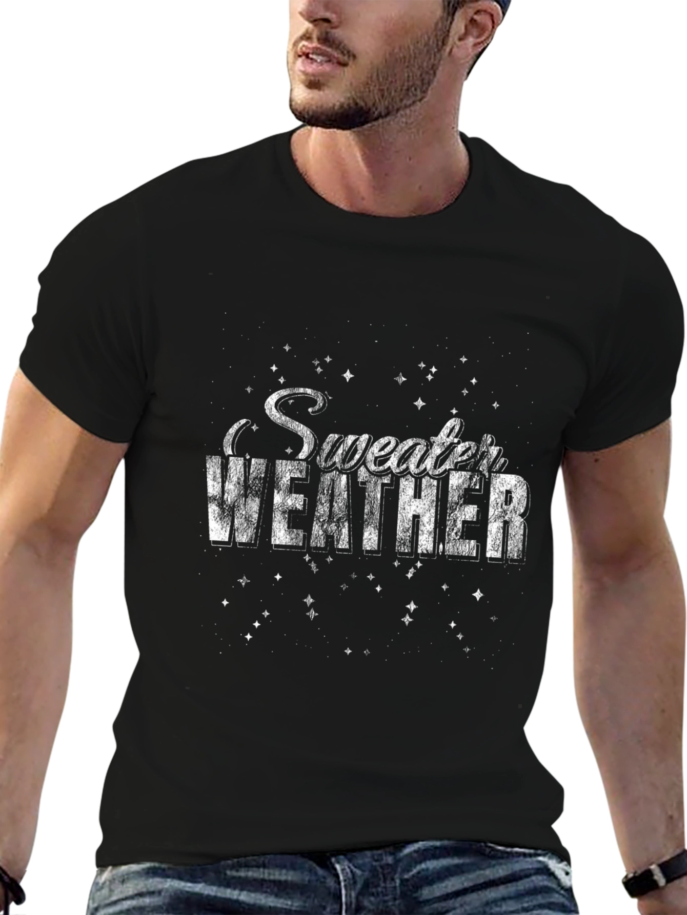 Sweater Weather Graphic Tee - Cozy Black Shirt