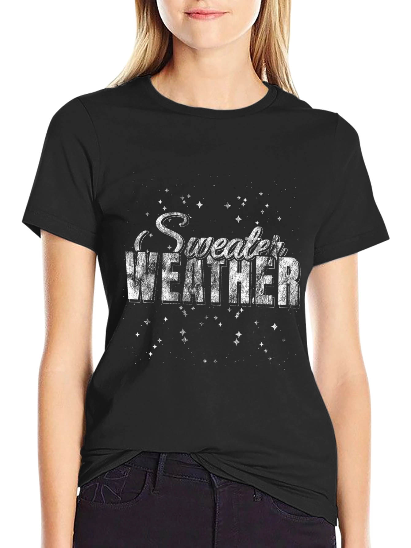 Sweater Weather Graphic Tee - Cozy Black Shirt