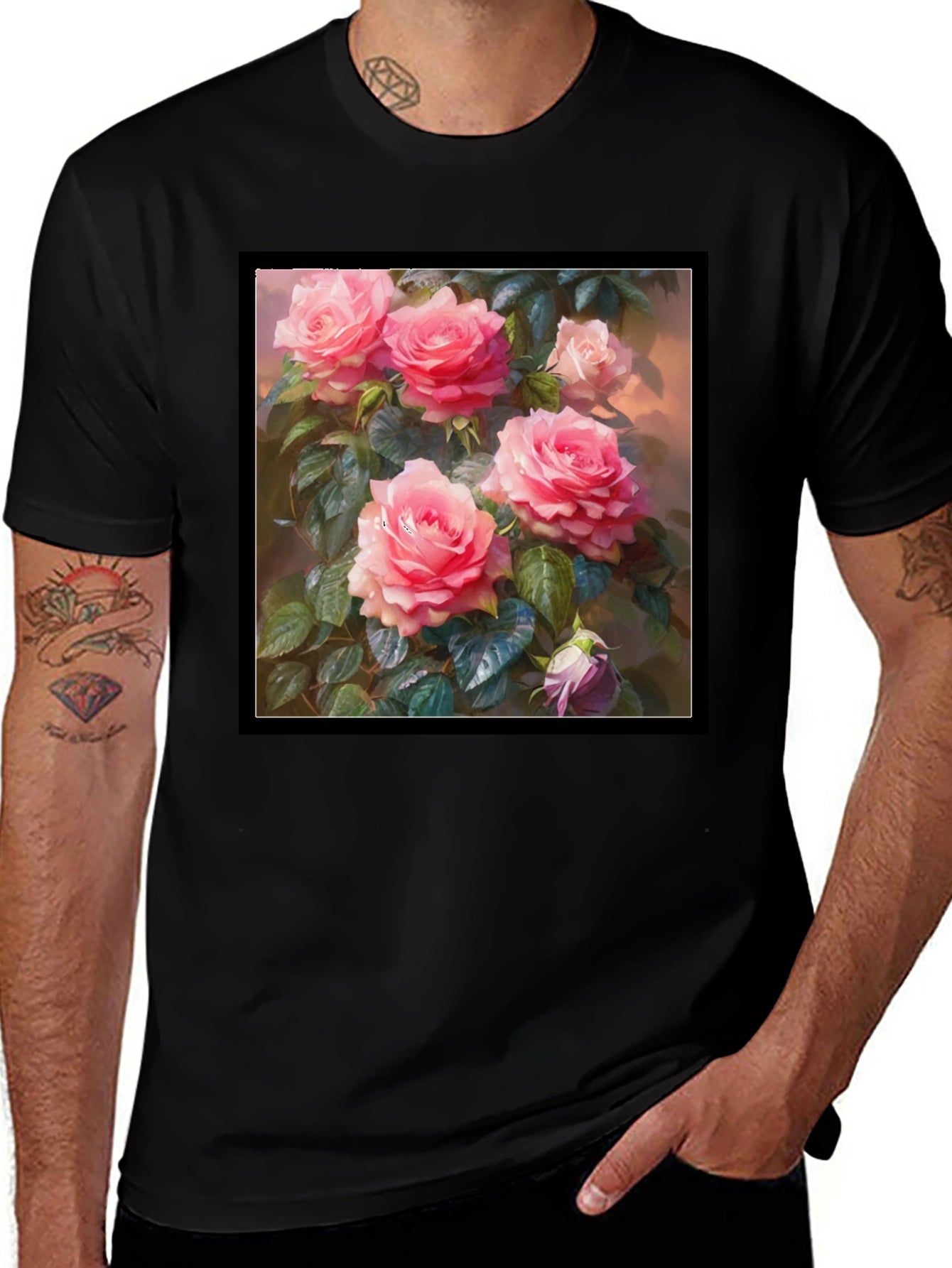 Floral T-Shirt: Pink Roses