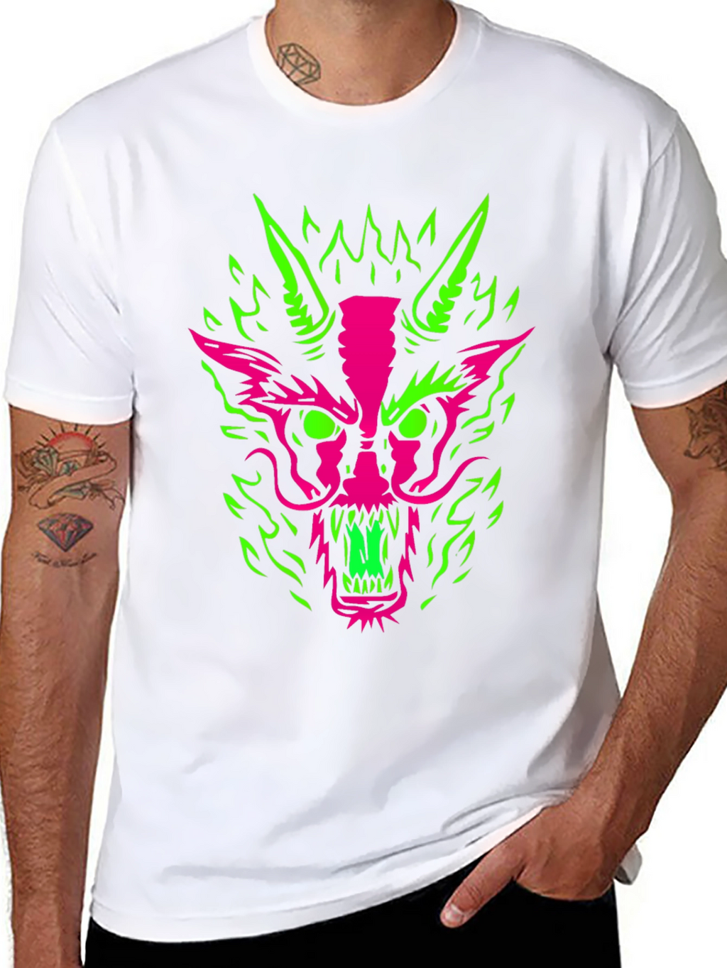 Neon Dragon Graphic Tee - Bold & Edgy Style