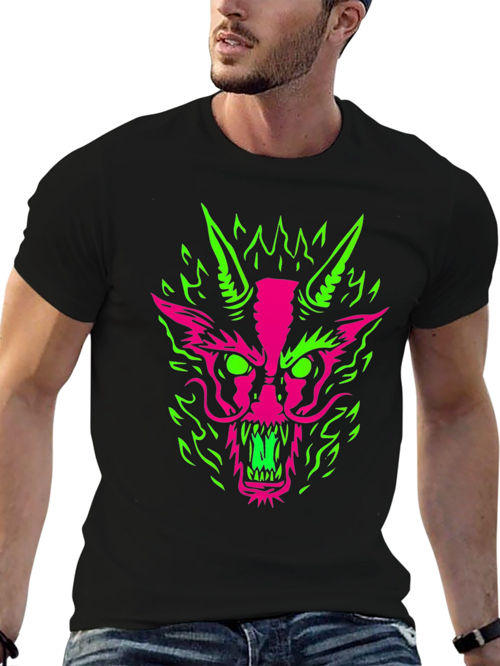 Neon Dragon Graphic Tee - Bold & Edgy Style