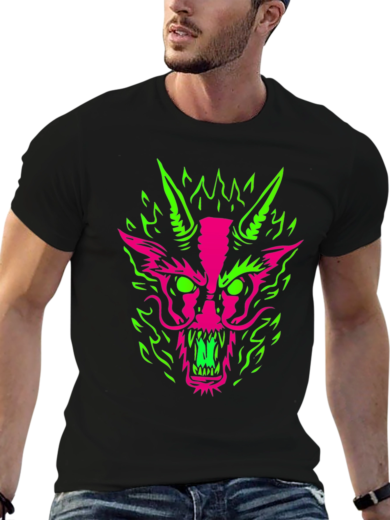 Neon Dragon Graphic Tee - Bold & Edgy Style