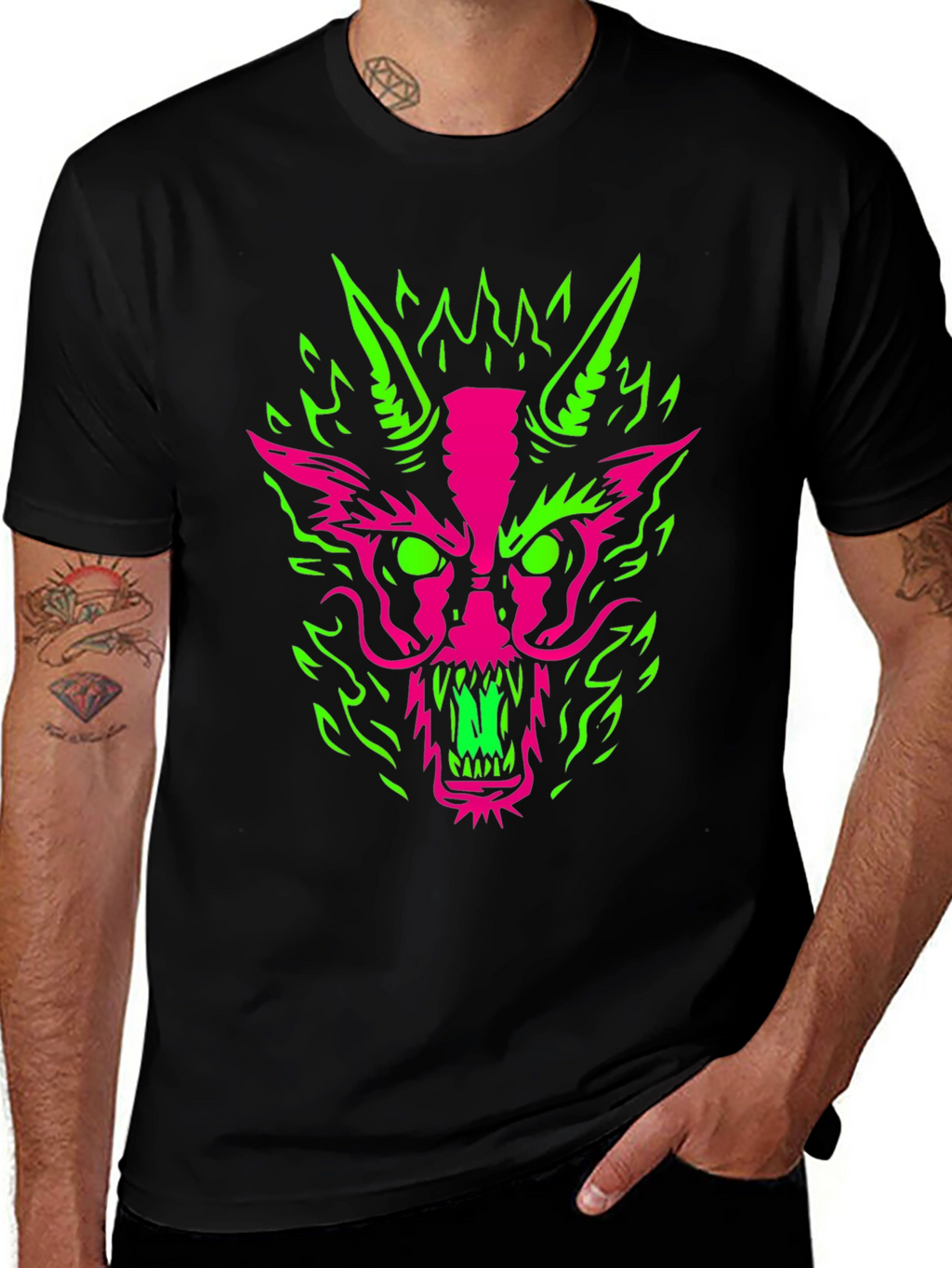 Neon Dragon Graphic Tee - Bold & Edgy Style