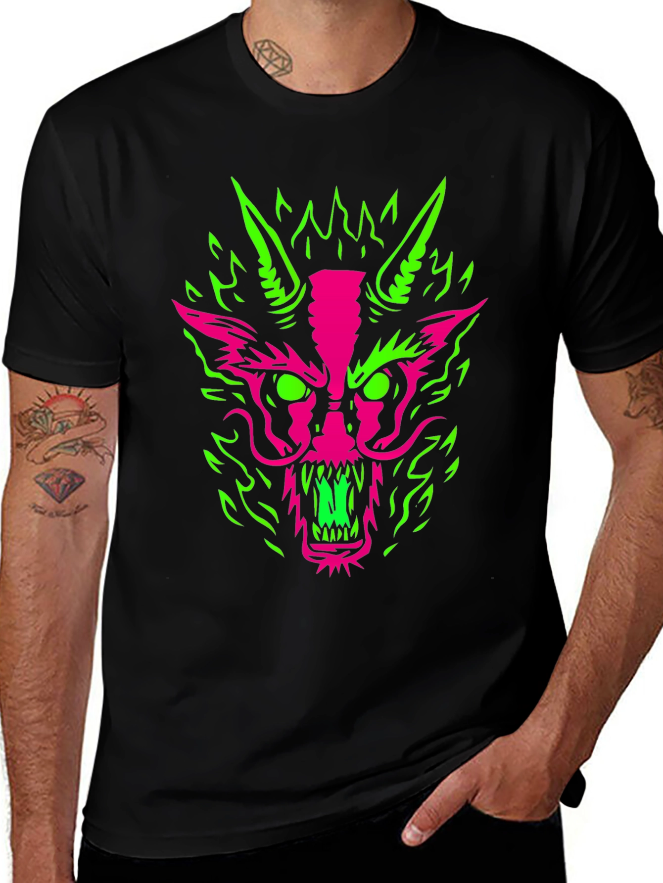 Neon Dragon Graphic Tee - Bold & Edgy Style