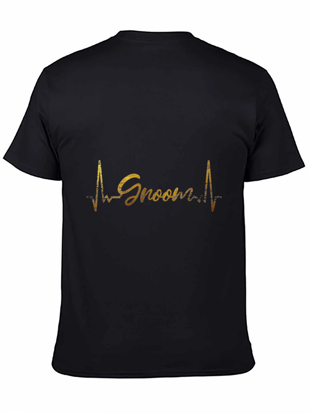 Groom Heartbeat Black T-Shirt - Wedding Celebration