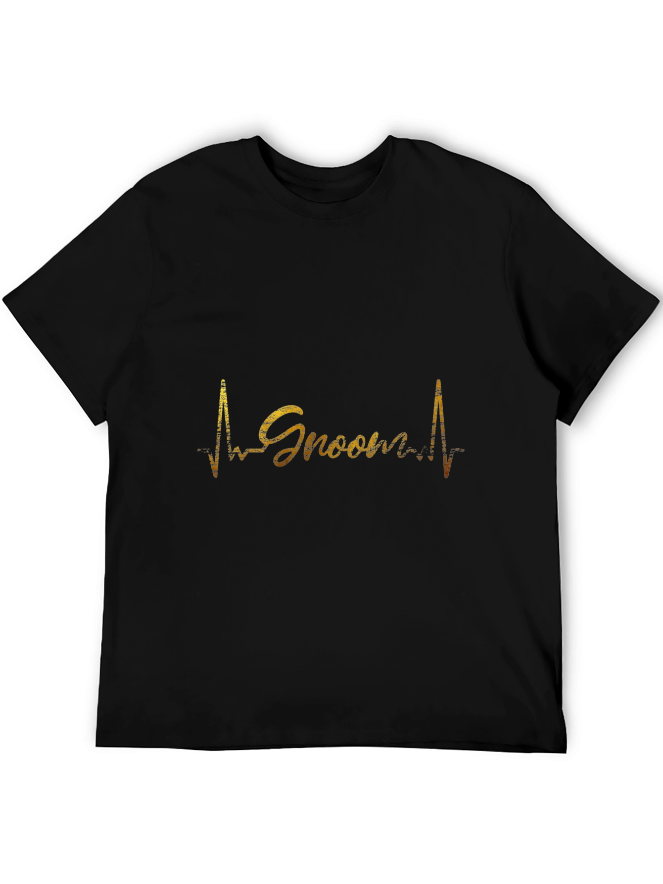 Groom Heartbeat Black T-Shirt - Wedding Celebration