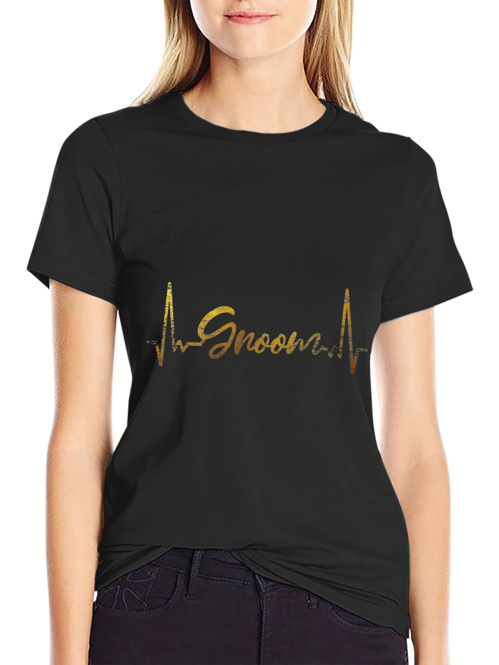 Groom Heartbeat Black T-Shirt - Wedding Celebration
