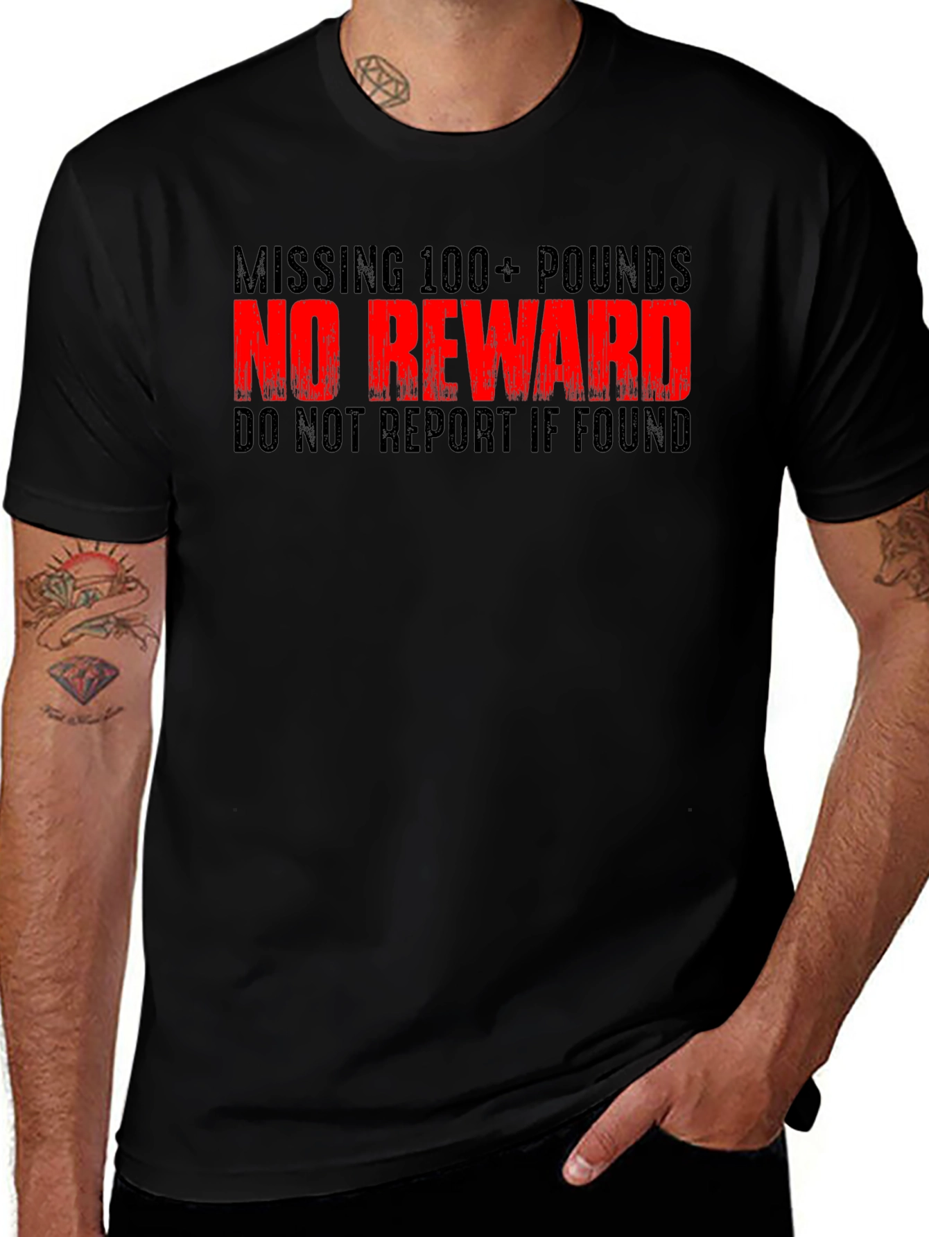 Funny Weight Loss T-Shirt - Missing 100+ Pounds