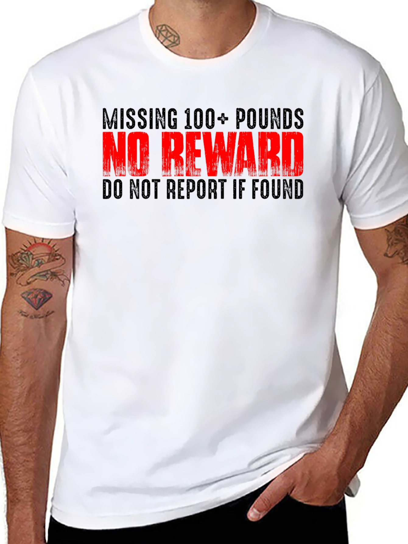 Funny Weight Loss T-Shirt - Missing 100+ Pounds